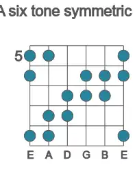 Guitar scale for six tone symmetric in position 5